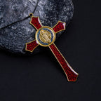Classic Style Red/Blue Crafted Crucifix Big Size Pendant Necklace