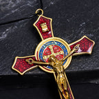 Classic Style Red/Blue Crafted Crucifix Big Size Pendant Necklace
