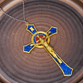 Classic Style Red/Blue Crafted Crucifix Big Size Pendant Necklace