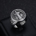 Classic Retro St. Benedict Faith Protection Crafted Titanium Steel