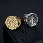 Classic Retro St. Benedict Faith Protection Crafted Titanium Steel
