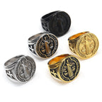 Classic Retro St. Benedict Faith Protection Crafted Titanium Steel