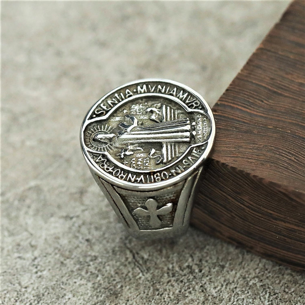 Classic Retro St. Benedict Faith Protection Crafted Titanium Steel