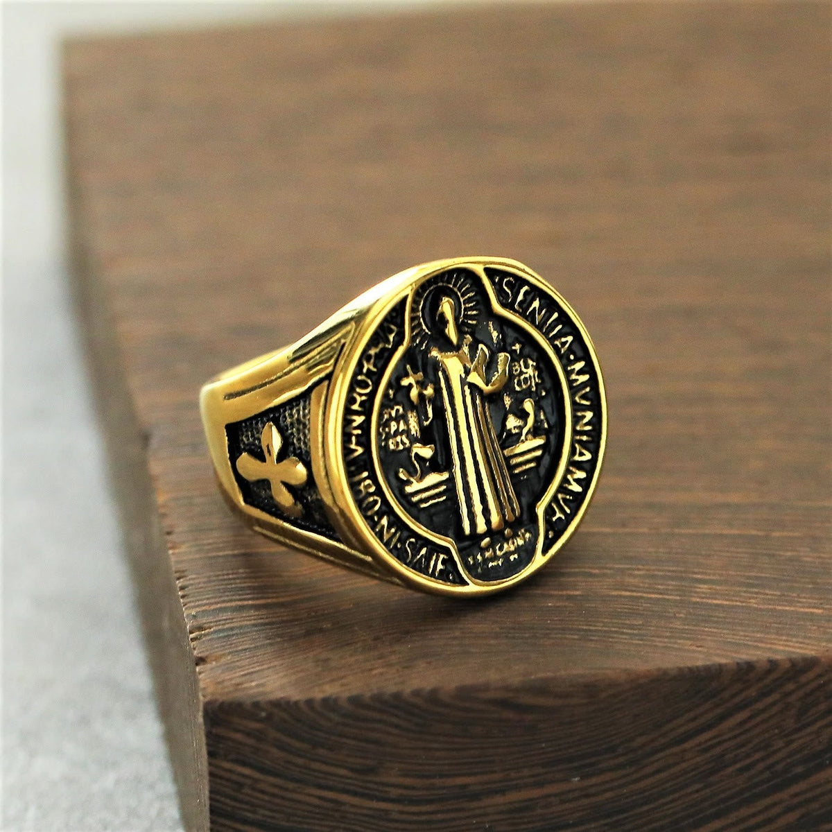 Classic Retro St. Benedict Faith Protection Crafted Titanium Steel
