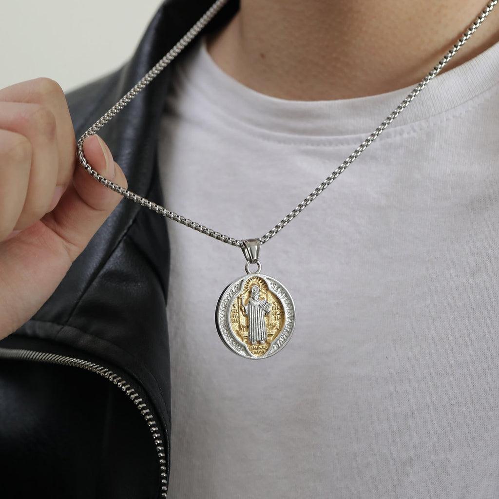Classic Retro Style Crafted St. Benedict Sacred Protection Pendant