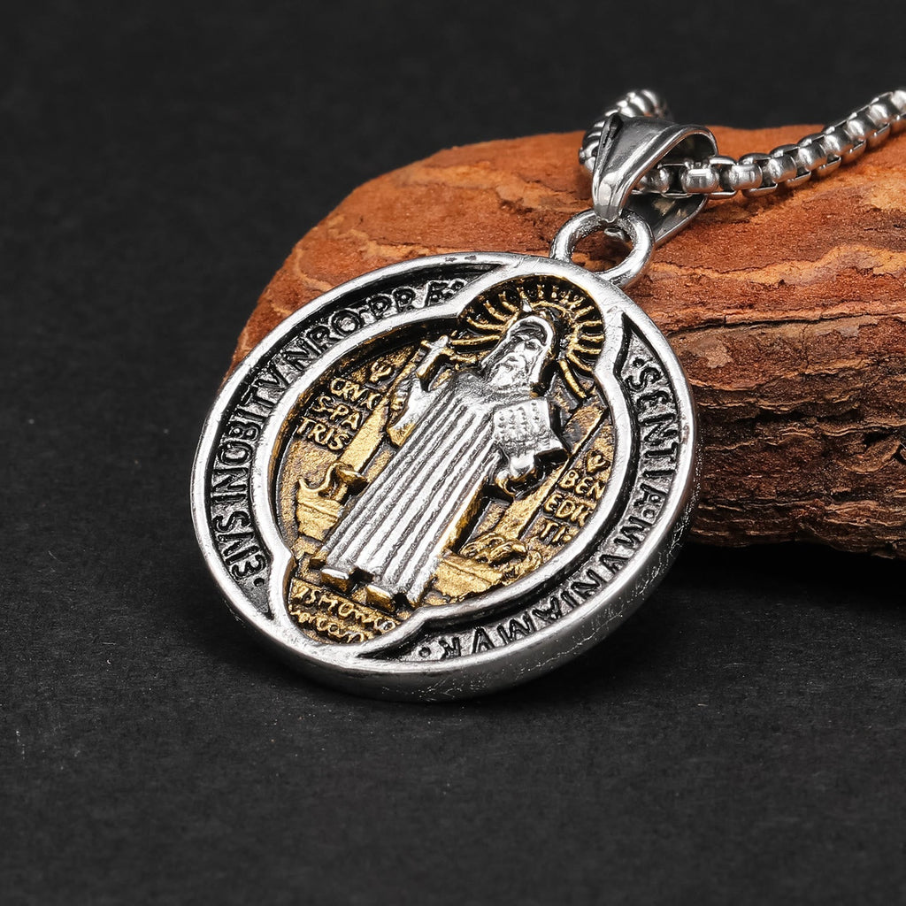 Classic Retro Style Crafted St. Benedict Sacred Protection Pendant