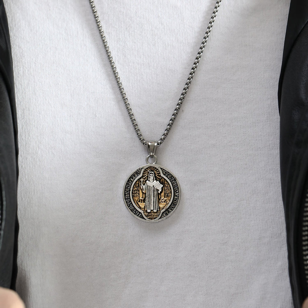 Classic Retro Style Crafted St. Benedict Sacred Protection Pendant
