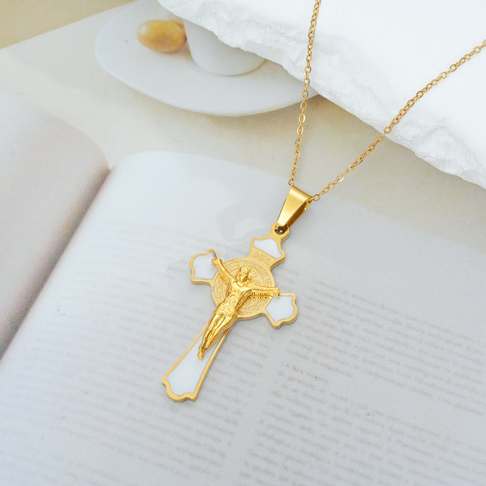 Modern Classic Style Multicolor Crucifix St. Benedict Medal Protection