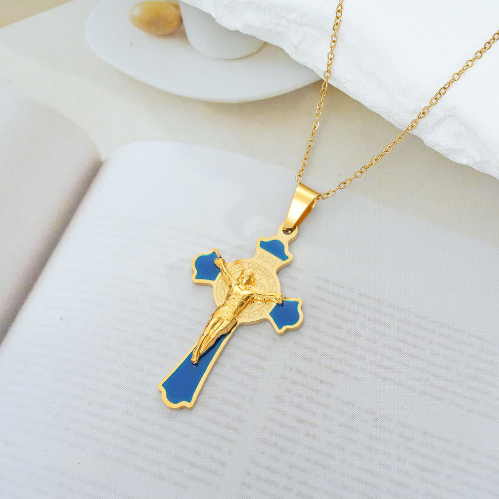 Modern Classic Style Multicolor Crucifix St. Benedict Medal Protection
