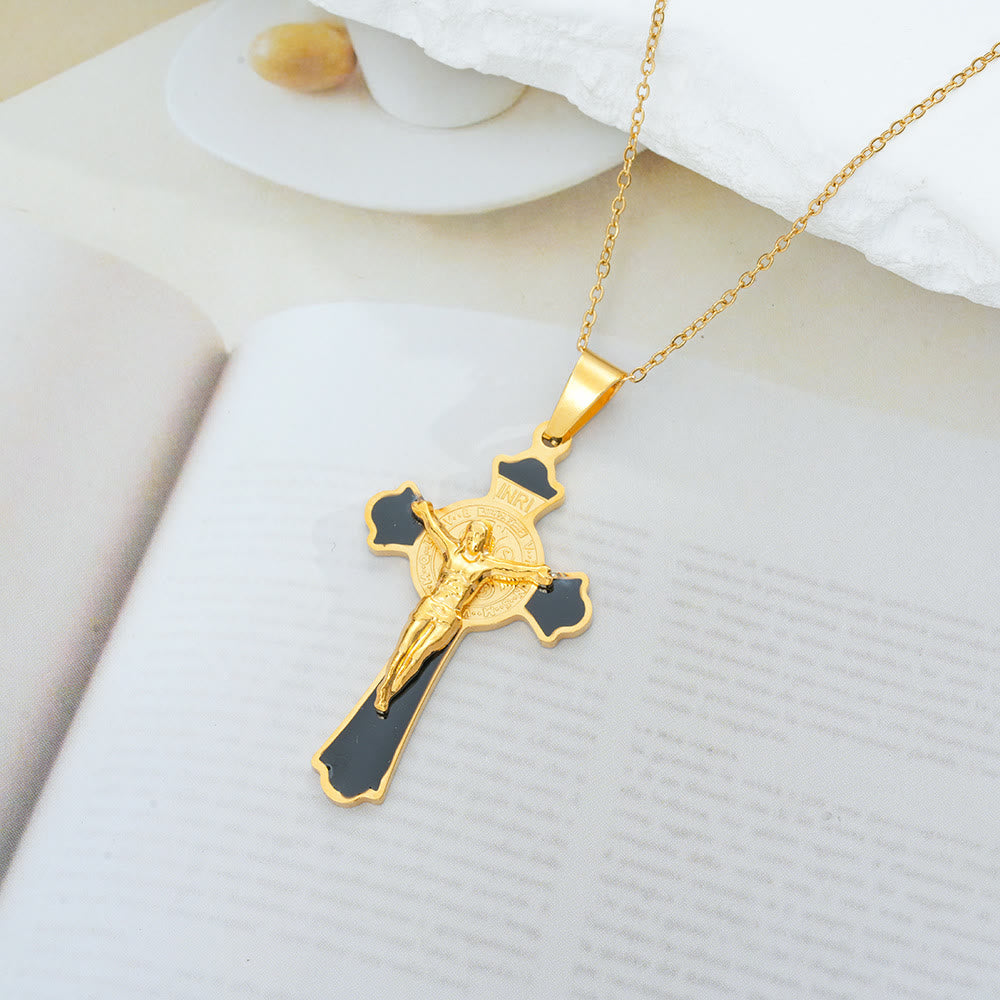 Modern Classic Style Multicolor Crucifix St. Benedict Medal Protection
