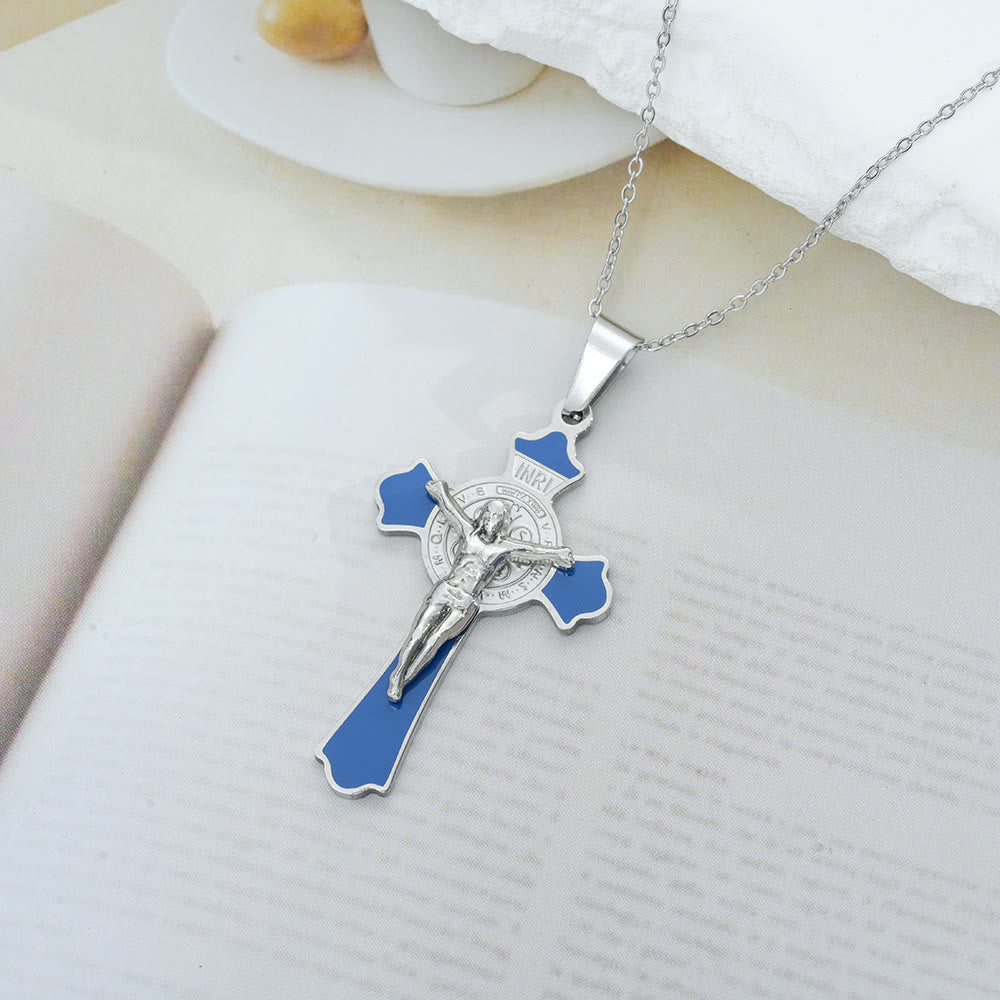 Modern Classic Style Multicolor Crucifix St. Benedict Medal Protection