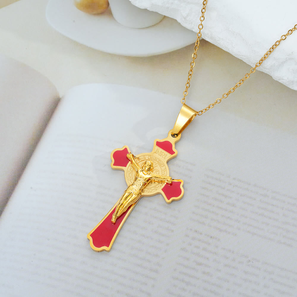 Modern Classic Style Multicolor Crucifix St. Benedict Medal Protection