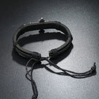 Old Crafted Style Cross Pendant Leather Drawstring Adjustable Faithful