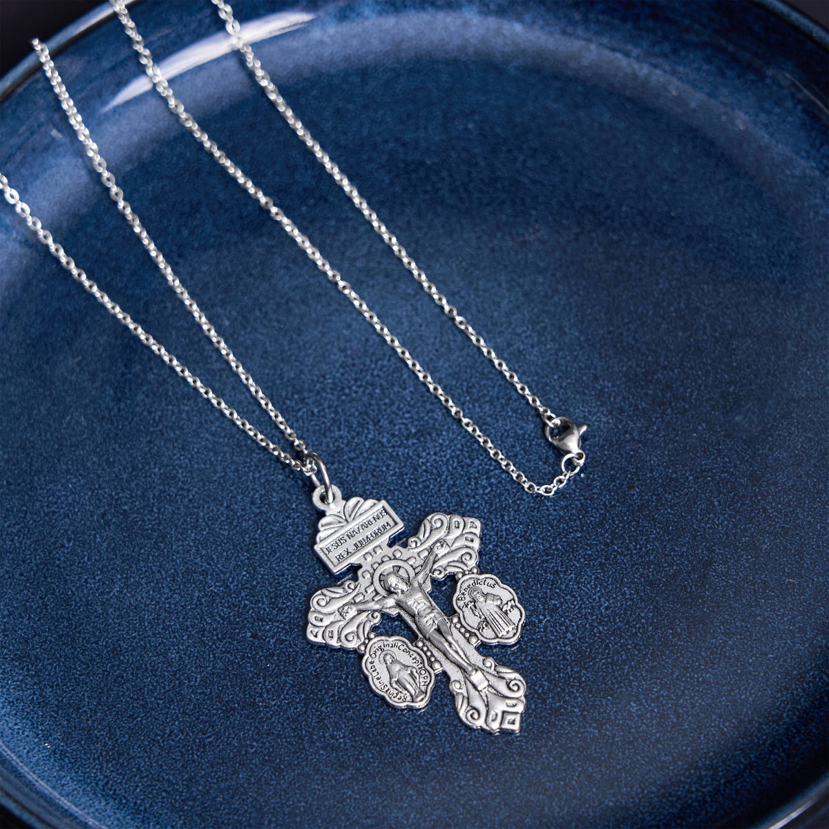 Classic Style 3 Colors Pardon Crucifix Double Sided Engraved Pendant