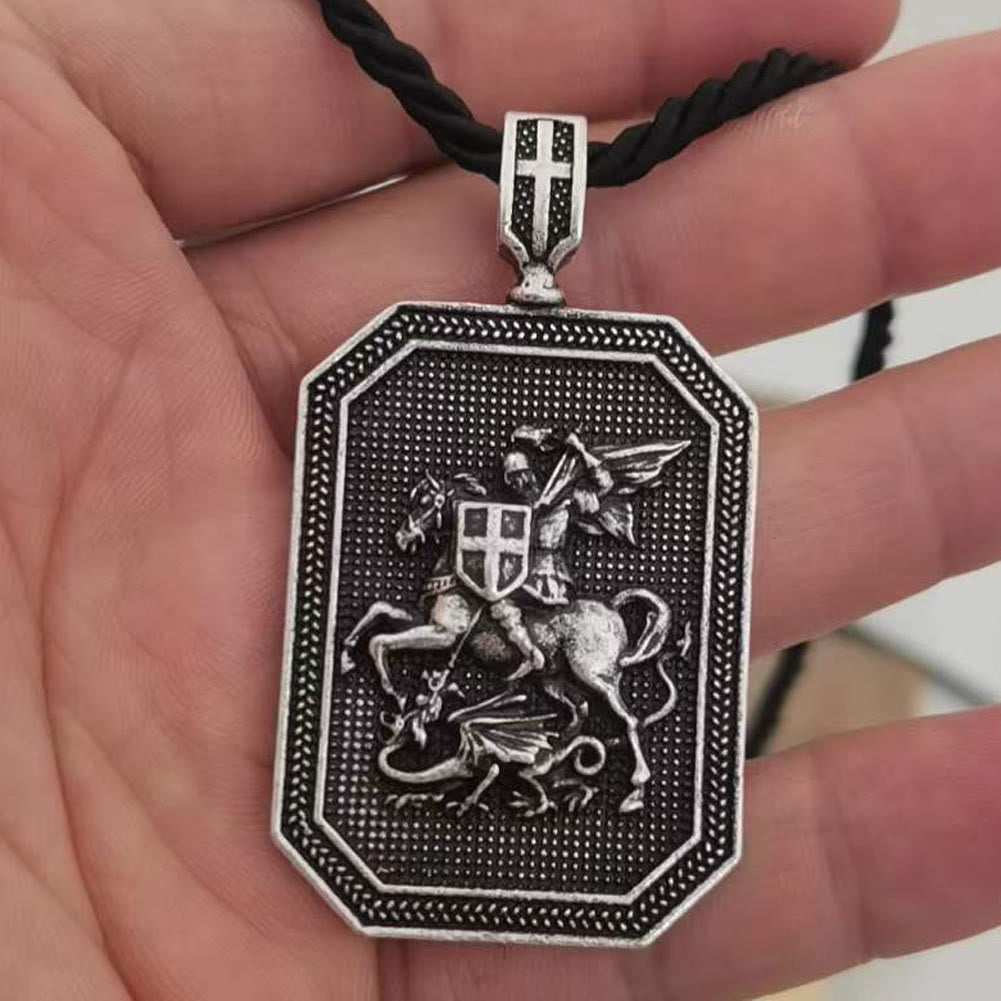 Classic Style Saint George and the Dragon Pendant Protection Prayer