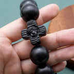 Classic Jesus Christ Cross Black Sandalwood Rosary Bracelet