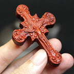 Classic Style Crucifix Sacred Protection Scrollwork Rosewood Pendant