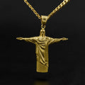 Classic Style Majestic Golden Finish Christ the Redeemer Pendant