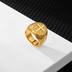 Crafted Classic Style Cross Sacred Protection Stainless Steel Ring