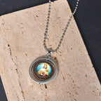 Retro Style Jesus St. Benendict Vrigin Mary Icon Rotating Pendant