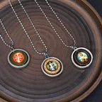 Retro Style Jesus St. Benendict Vrigin Mary Icon Rotating Pendant