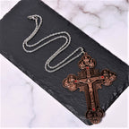 Classic Style Ornate Crucifix with All Saint Iconography & Red Gems