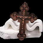 Classic Style Ornate Crucifix with All Saint Iconography & Red Gems