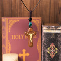 Minimalist Style Sandalwood & Boxwood Jesus Cross Amulet Pendant
