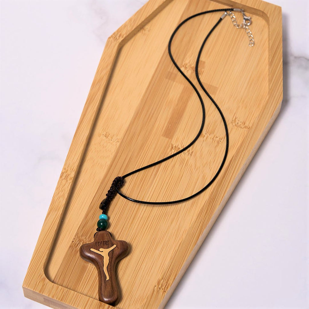 Minimalist Style Sandalwood & Boxwood Jesus Cross Amulet Pendant