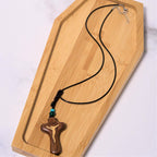 Minimalist Style Sandalwood & Boxwood Jesus Cross Amulet Pendant