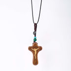 Minimalist Style Sandalwood & Boxwood Jesus Cross Amulet Pendant