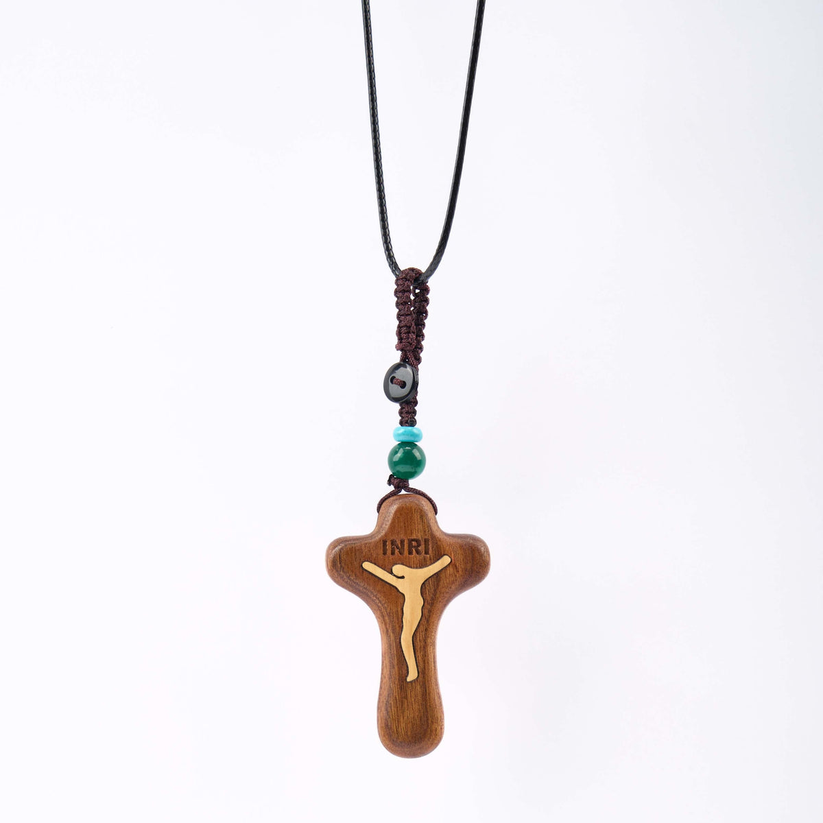 Minimalist Style Sandalwood & Boxwood Jesus Cross Amulet Pendant