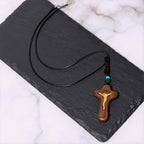 Minimalist Style Sandalwood & Boxwood Jesus Cross Amulet Pendant