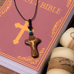 Minimalist Style Sandalwood & Boxwood Jesus Cross Amulet Pendant