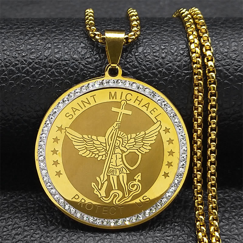 Classic Style Saint Michael Protect Us Sacred Blessing Pendant