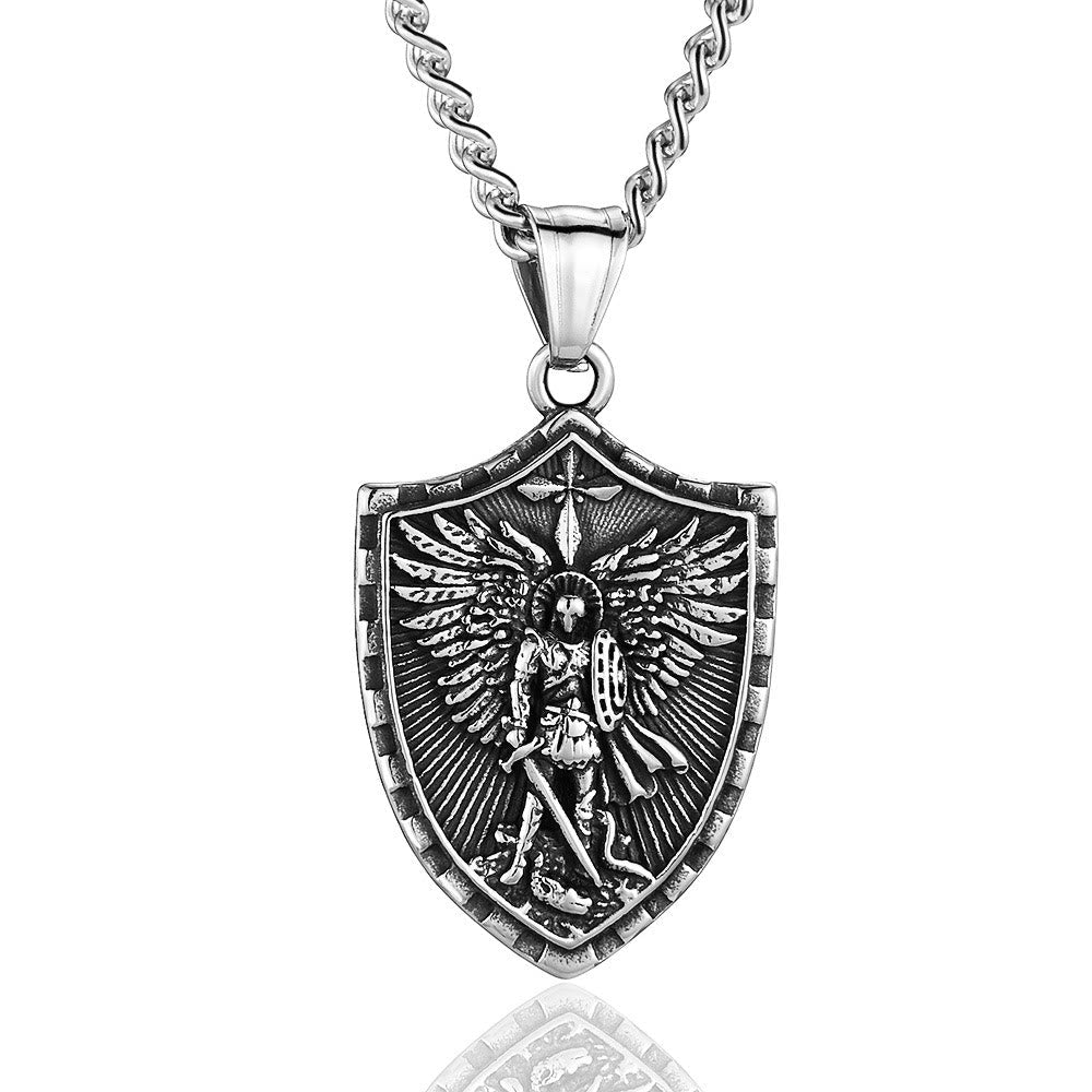 Modern Style Michael The Archangel Shield Devine Guardian Pendant