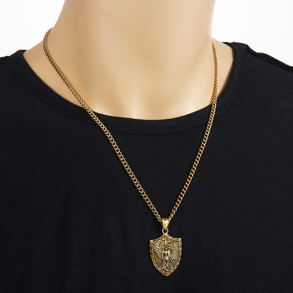 Modern Style Michael The Archangel Shield Devine Guardian Pendant