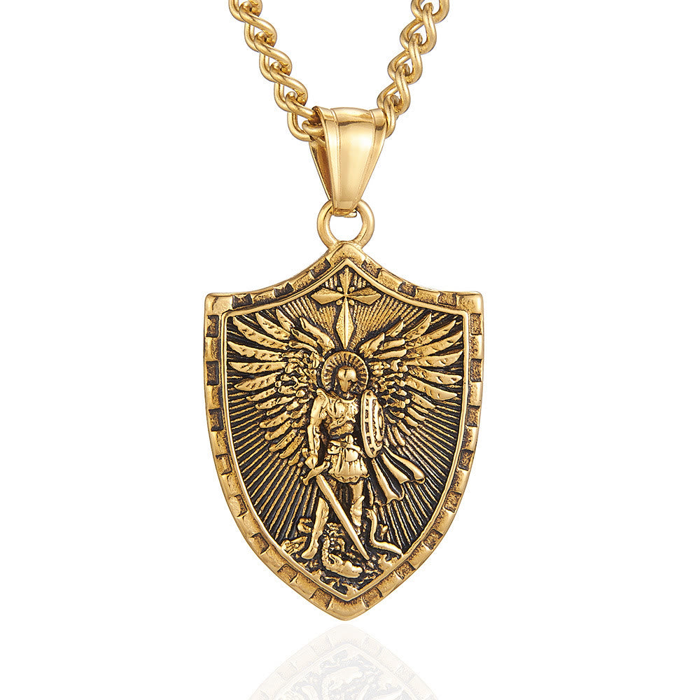 Modern Style Michael The Archangel Shield Devine Guardian Pendant