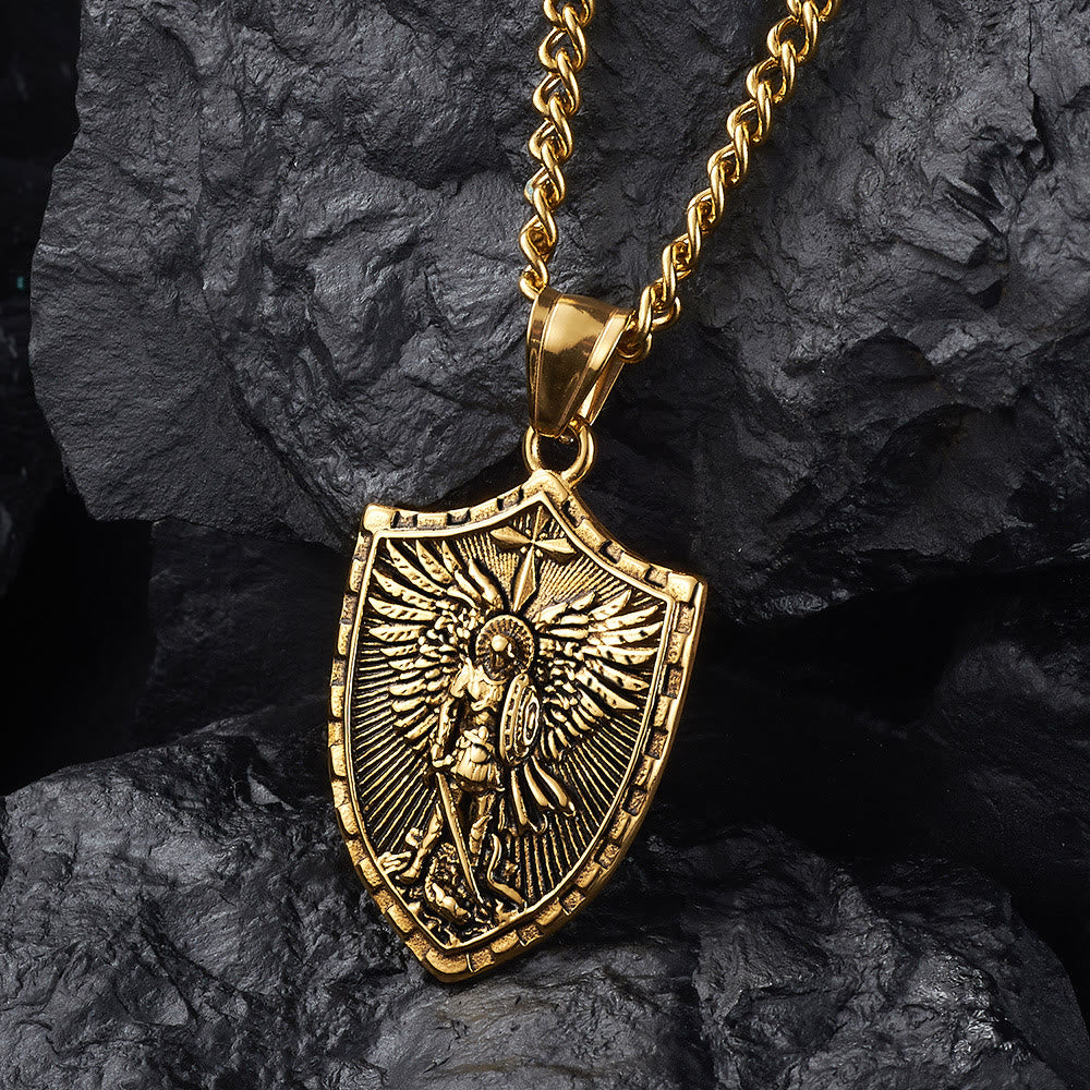 Modern Style Michael The Archangel Shield Devine Guardian Pendant