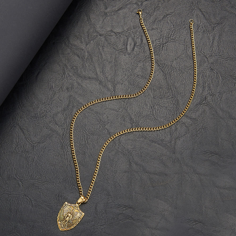 Modern Style Michael The Archangel Shield Devine Guardian Pendant