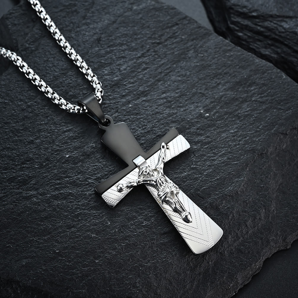 Modern Style Crucifix Cross Jesus Sacred Faith Stainless Steel