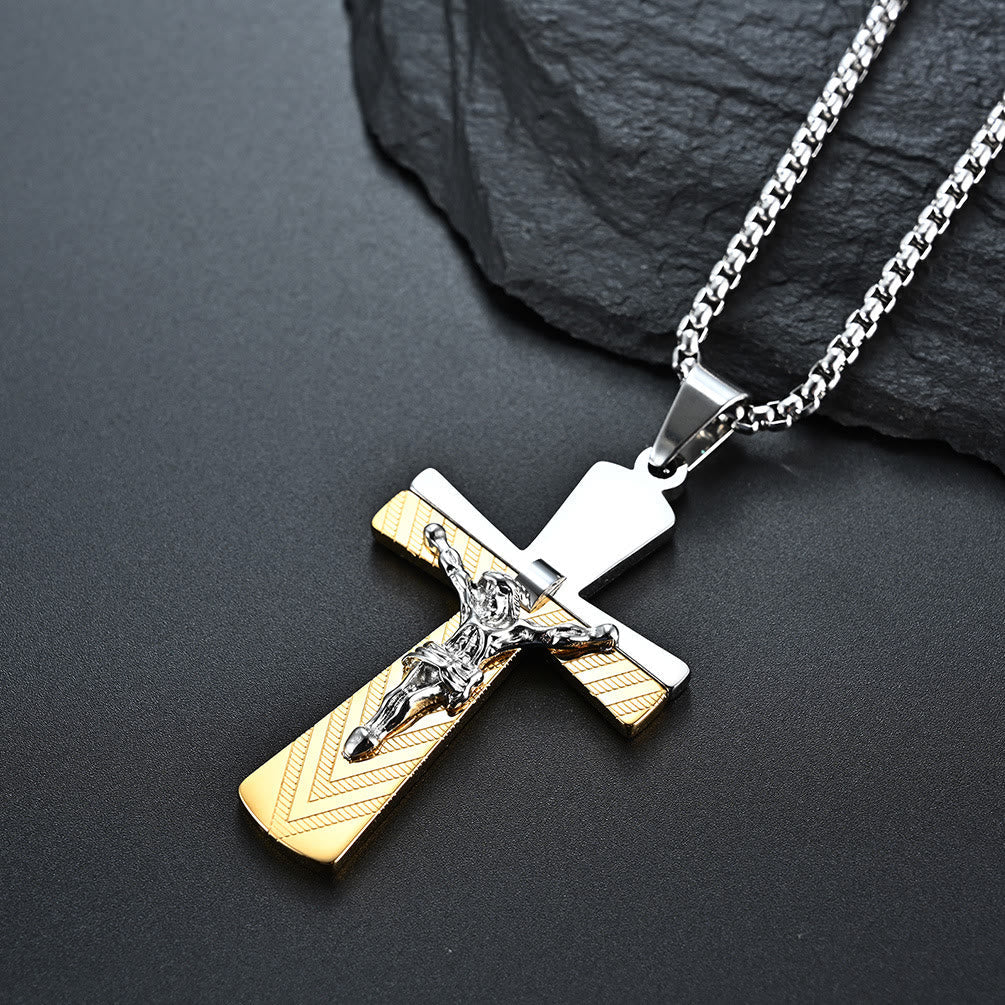 Modern Style Crucifix Cross Jesus Sacred Faith Stainless Steel