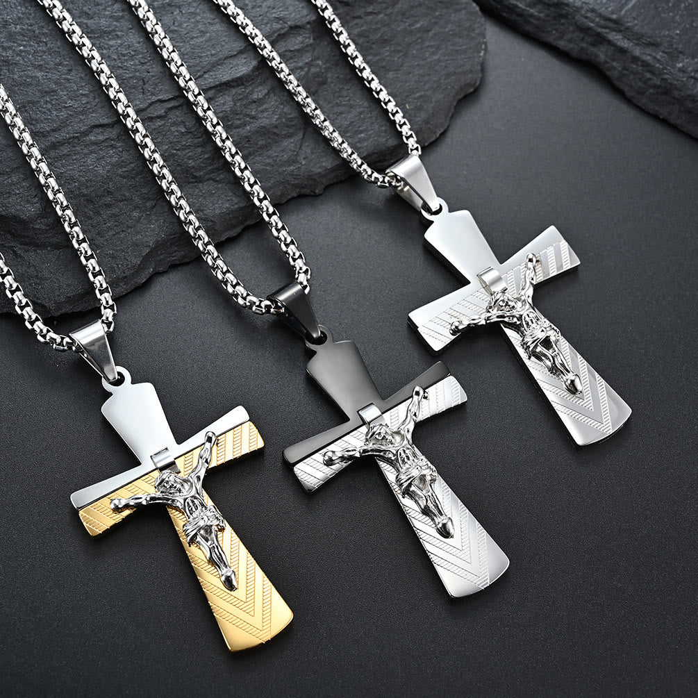 Modern Style Crucifix Cross Jesus Sacred Faith Stainless Steel