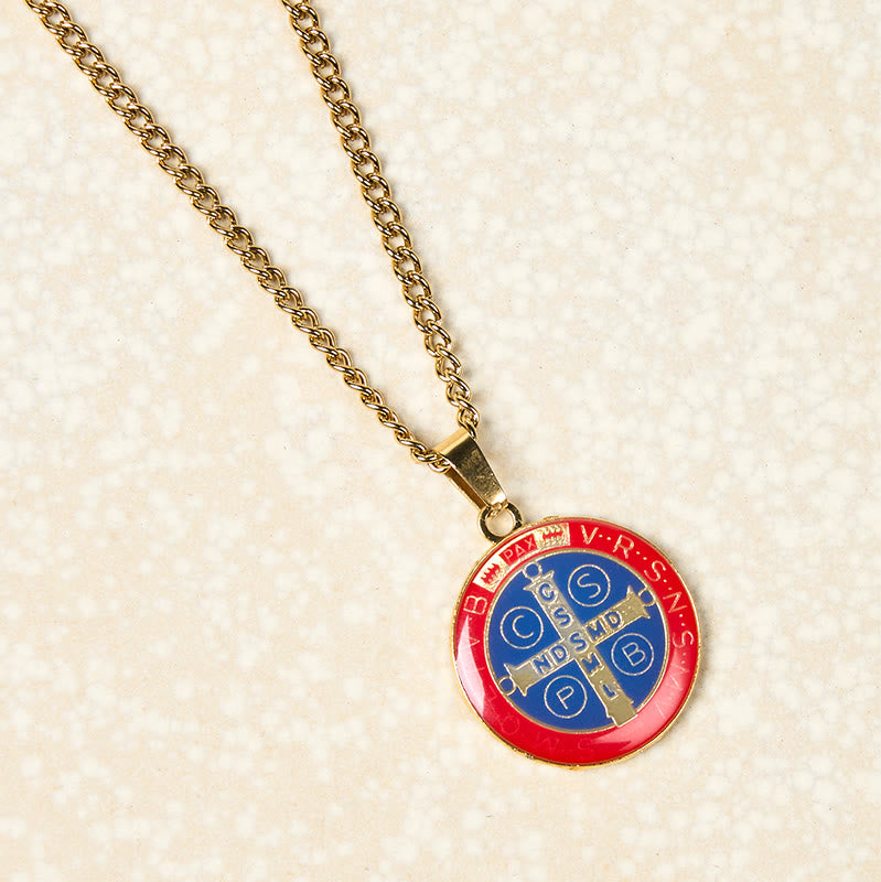 2 Color Retro Style St. Benedict Symbol Protection Faith Pendant
