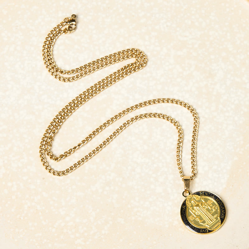 2 Color Retro Style St. Benedict Symbol Protection Faith Pendant