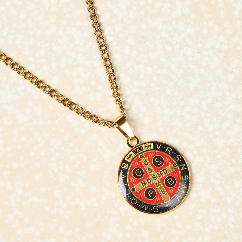 2 Color Retro Style St. Benedict Symbol Protection Faith Pendant