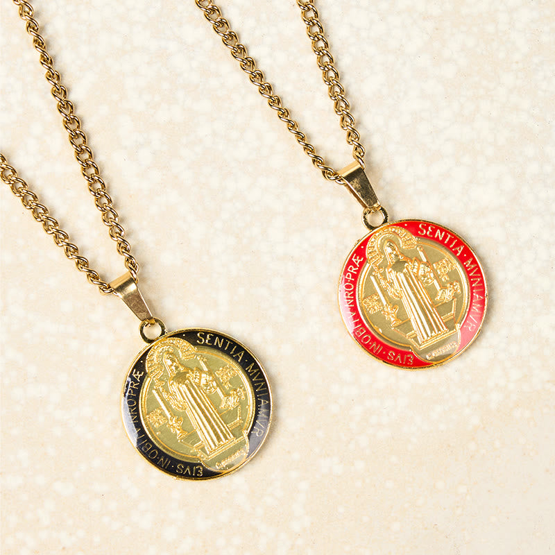 2 Color Retro Style St. Benedict Symbol Protection Faith Pendant