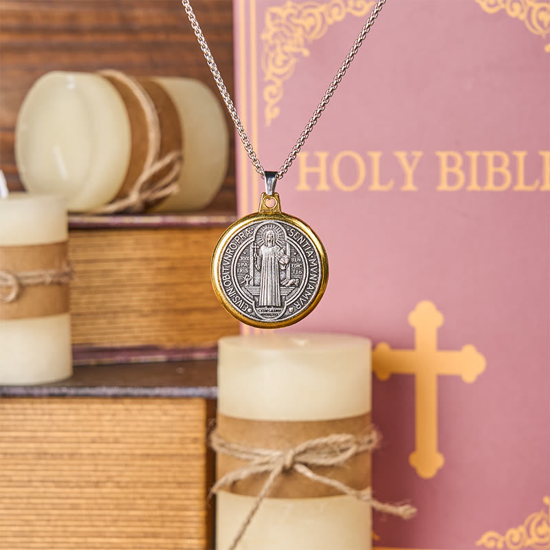 2 Color Retro Style St. Benedict Symbol Exorcism Faith Pendant