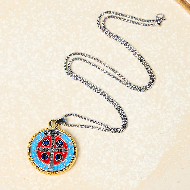 2 Color Retro Style St. Benedict Symbol Exorcism Faith Pendant