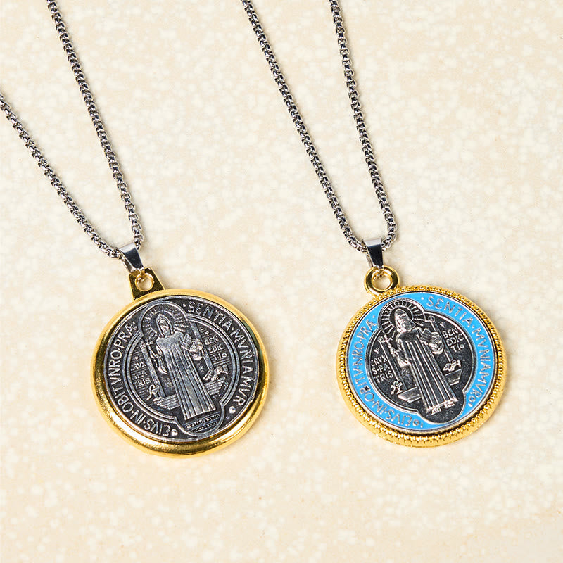 2 Color Retro Style St. Benedict Symbol Exorcism Faith Pendant